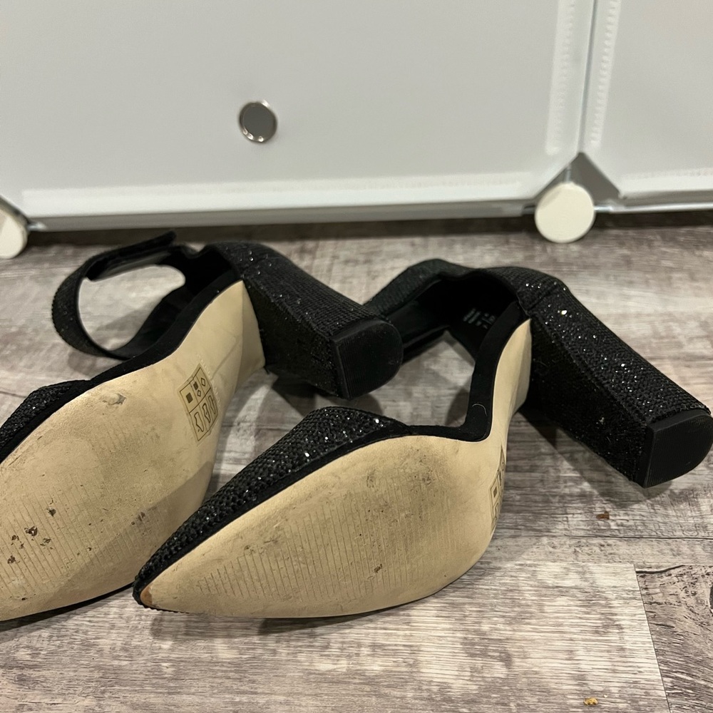 Call It Spring Rhinestone Black Block Heels - Picture 4 of 4